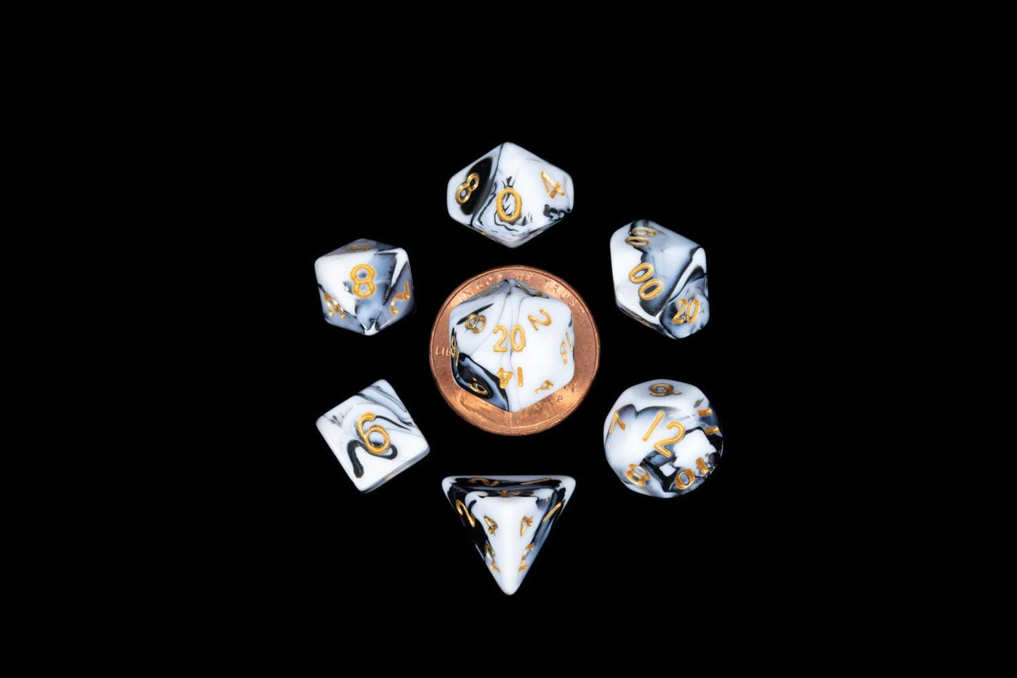 Acrylic 7-Dice Set - Marble w/ Gold (16mm) (Copy)