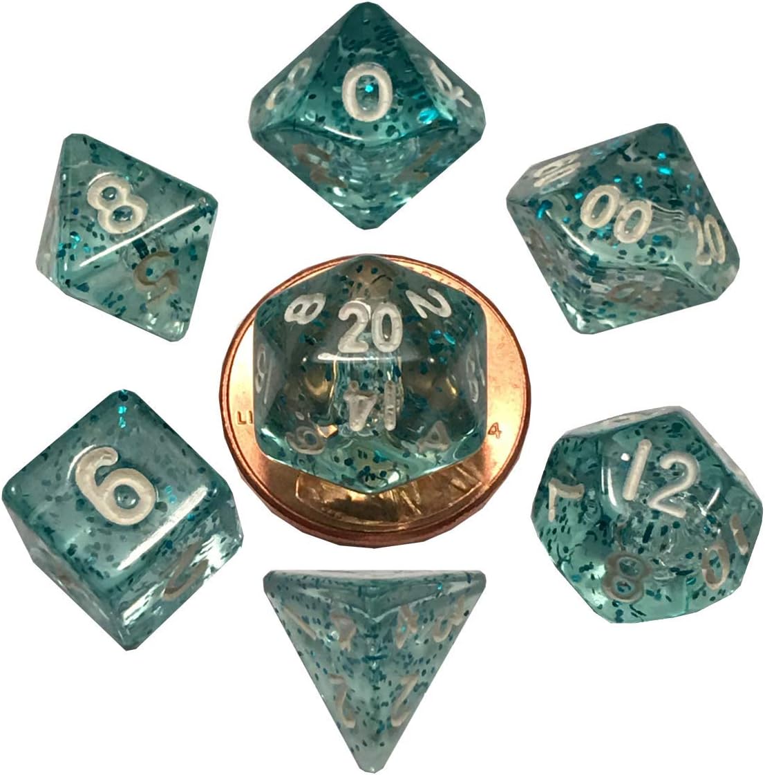 Mini 7-Dice Set - Light Blue (10mm)