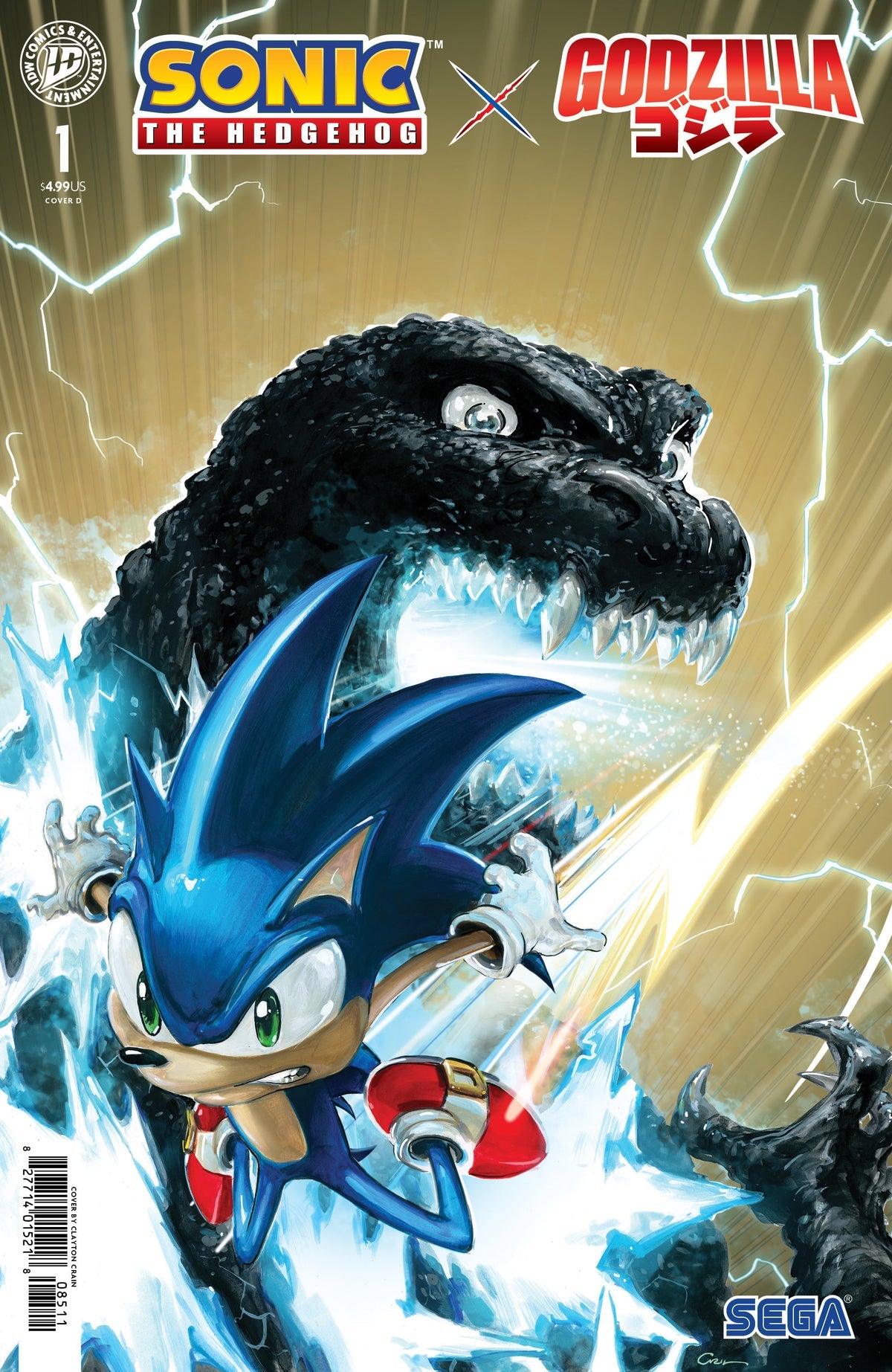 Sonic the Hedgehog x Godzilla #1 (Cover D Clayton Crain Variant)