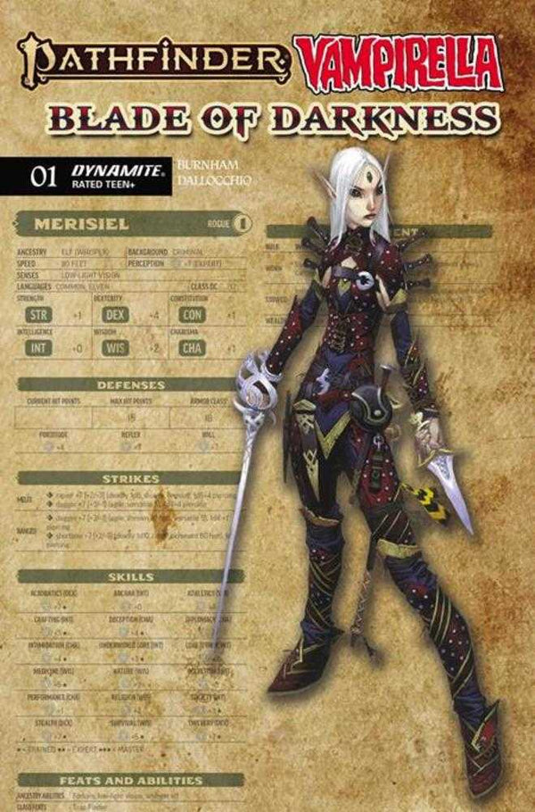 Pathfinder / Vampirella: Blade of Darkness #1 Cover C Wayne Reynolds Character Sheet Variant