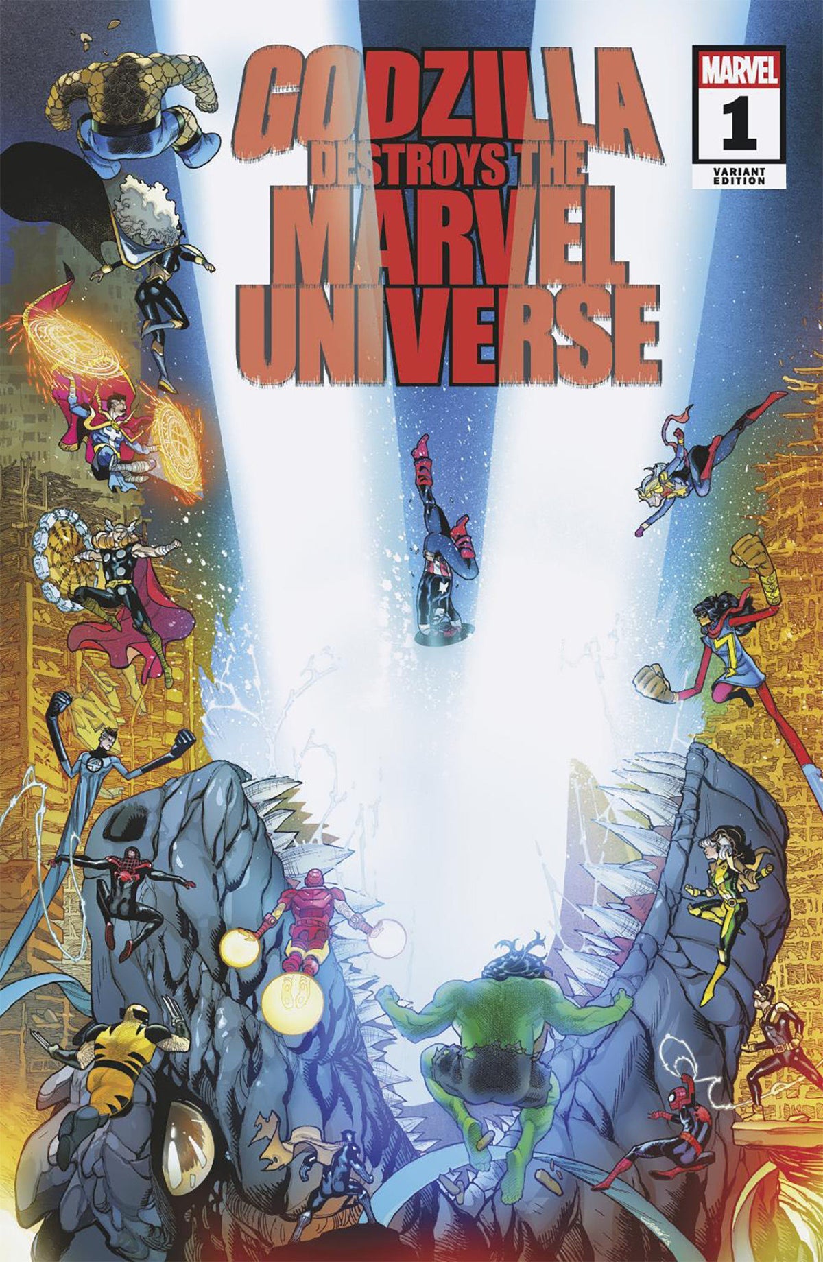 Godzilla Destroys the Marvel Universe #1 (Javier Garron Cover)