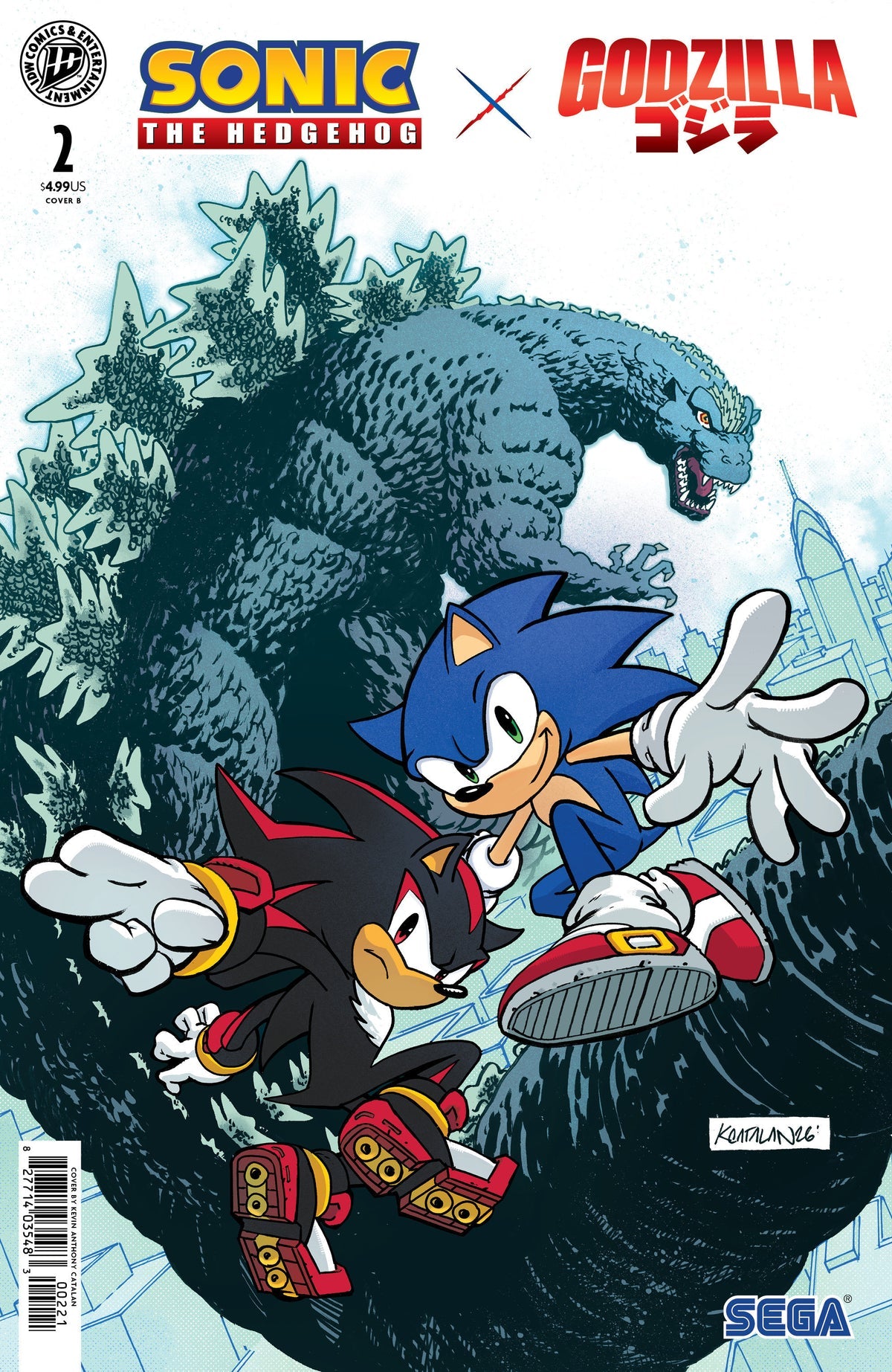 Sonic the Hedgehog x Godzilla #2 Cover B Kevin Anthony Catalan Variant