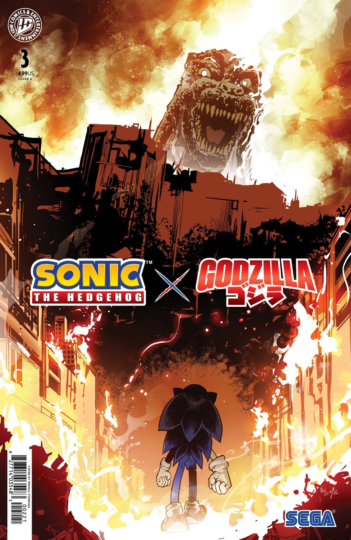 Sonic the Hedgehog x Godzilla #3 Cover B Nikola Čižmešija Variant