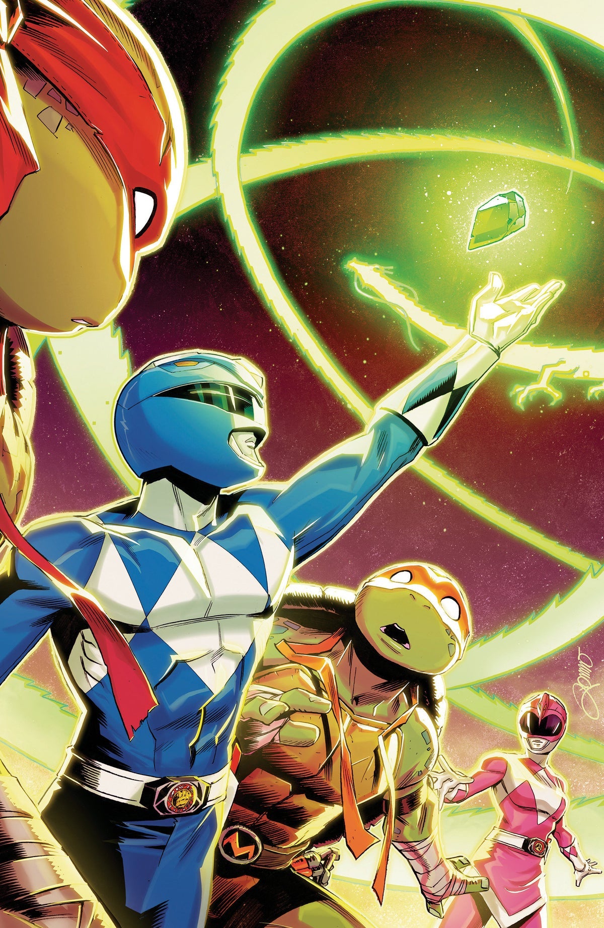 Mighty Morphin Power Rangers / Teenage Mutant Ninja Turtles III #4 (Cover D Alessio Zonno Foil Virgin Variant)