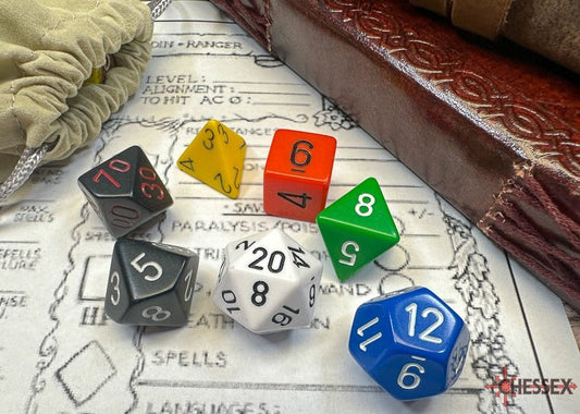 Chessex 7-Piece RPG Dice Set: Nostalgic Opaque for GM and Beginner Players