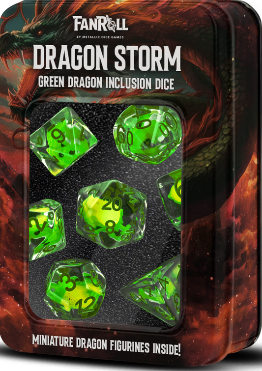 Resin 7-Dice Set - Dragon Storm Green - Inclusion